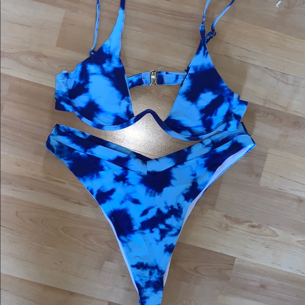 Blue Tie-Dye Bikini Set